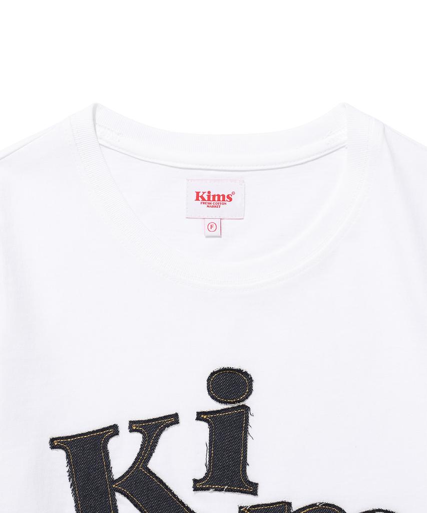 Kimseupeulesikoteunmakes Messy Denim Applique Tee White