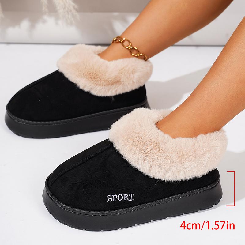 Fashion Women' Warm Fluffy Fur Ankle Boots Faux Suede Thicken Plush Cotton Padded Snow Boots Woman Thick Sole Platform Casual Boots