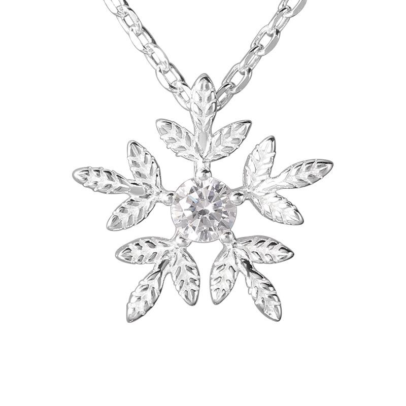 

925 Sterling Silver Snowflake Necklace: Simple Clavicle Chain, Korean Style, Versatile Gift for Women, Best Friend, N350A 925 Silver