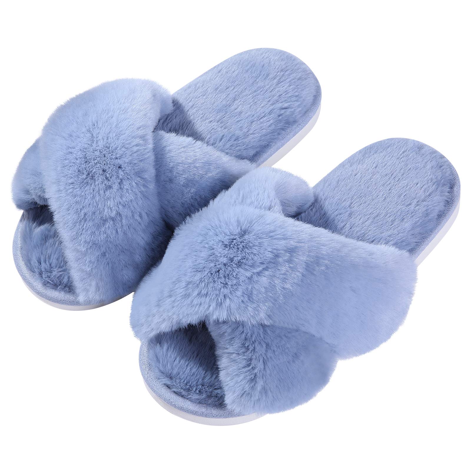 

Fashion Litfun Warm Fluffy Home Slippers For Women Fashion Winter Indoor Open Toe Cross Brand Furry Shoes Casual Furry Bedroom Slippers 38-39