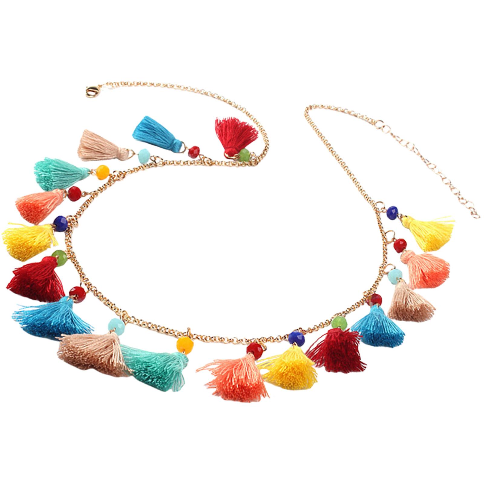 

Винтажное богемное ожерелье с кисточками из бирюзы, этнический стиль, цепочка для свитера для женщин и девушек, модный дорожный аксессуар A