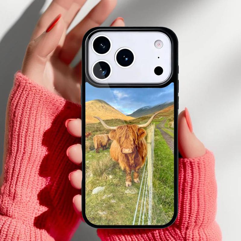 Cute Highland Cow Phone Case for iPhone 17 16 15 14 13 Pro Max Back Cover for 12 11 Pro Coque