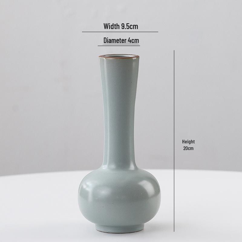 Elegant Celadon Vase: Classical Ru Kiln Ceramic for Hydroponic Flower Arrangements and Living Room Decor