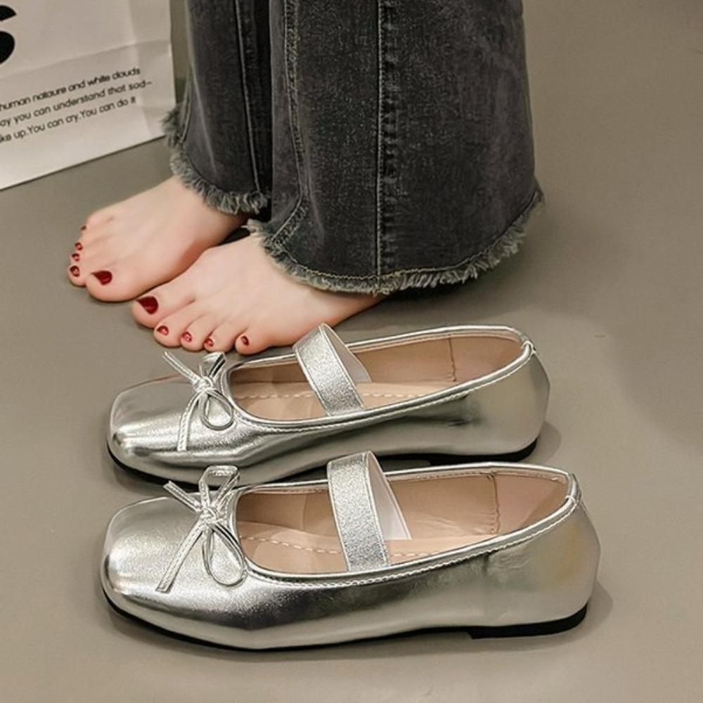 Flat Shoes for Women's 2025 Summer New Square Toe Retro French Shallow Mouth Pumps Ballet Style Mary Jane Shoes for Women