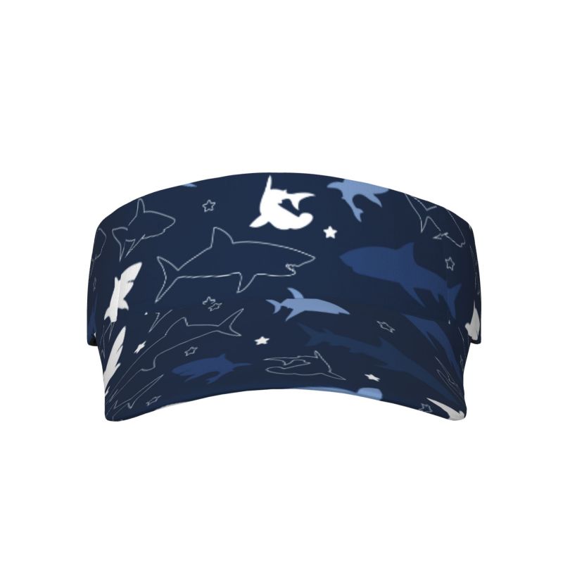 Cute Cartoon Sharks Pattern Sun Visor Hat Adjustable Empty Top Baseball Cap Outdoor Beach Golf Running Tennis Caps for Women Men