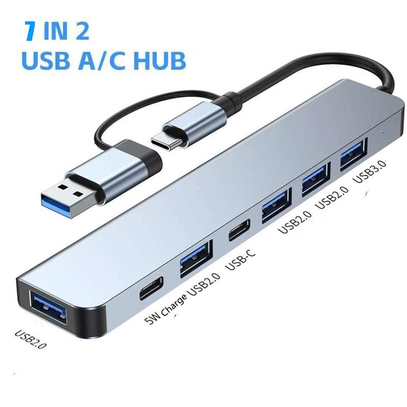 Type C HUB USB HUB USB 3.0 USB 2.0 TF / SD 5 Port Multi Splitter OTG For HUAWEI Aluminum Alloy USB 3.0 Hub for PC