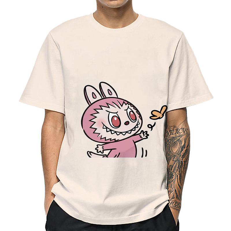 

Футболка женская с принтом мультяшного эльфа, графическая, Labubu, летняя, повседневная, мужская, топ, свободная, оверсайз, с коротким рукавом M