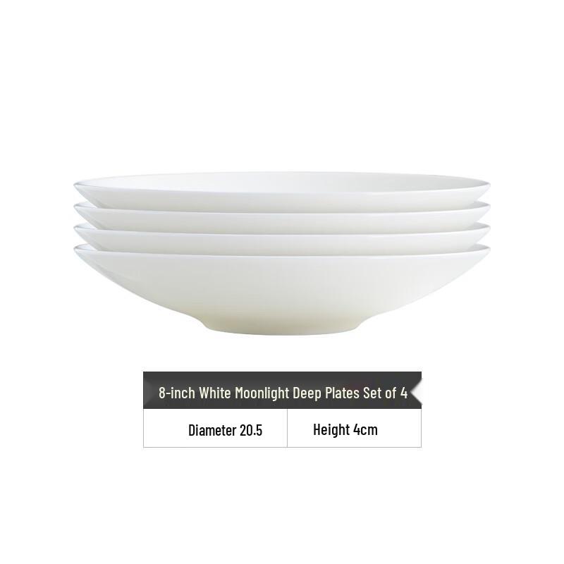 Jingdezhen Bone China 8-Inch Deep Dish Plate Set