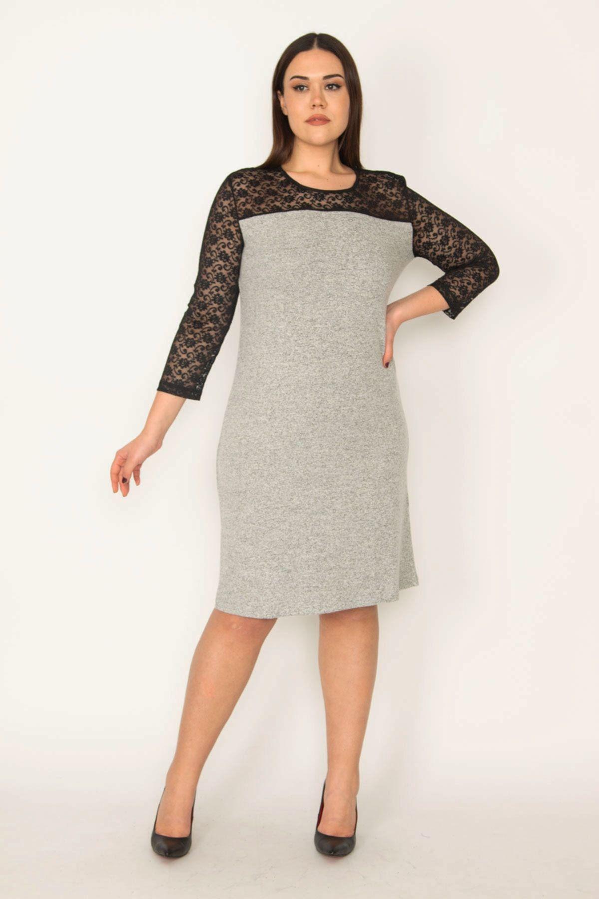 

Women s Big Size Dress Plus Size Gray Robe and Sleeves Lace Dress 2XL