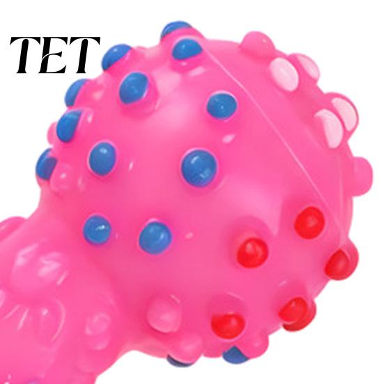 Outdoor Interactive Fetch Toys Squeaky Dumbbell Dog Toy, Vinyl Chew Spiky Teeth Oral Health Care Cleaning Toy for Small Large Dogs Play Puppy Teething