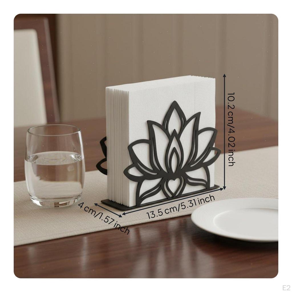 Hollowout Metal Napkin Rack Creative Style Black Iron Holder Decorative Tabletop Tissue