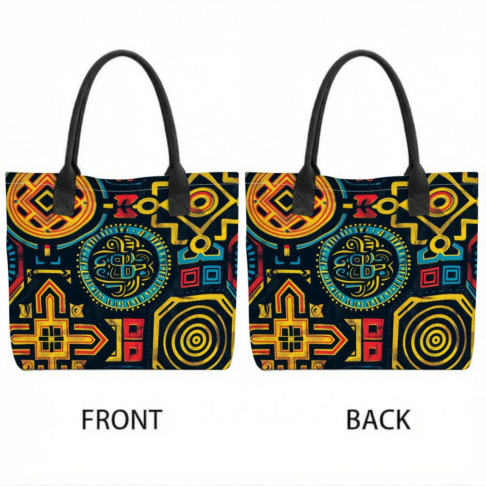  Ethnic Print Large Capacity Tote Bag Fashion Casual Daily Handbag for Women All Match Shopping Shoulder Bag