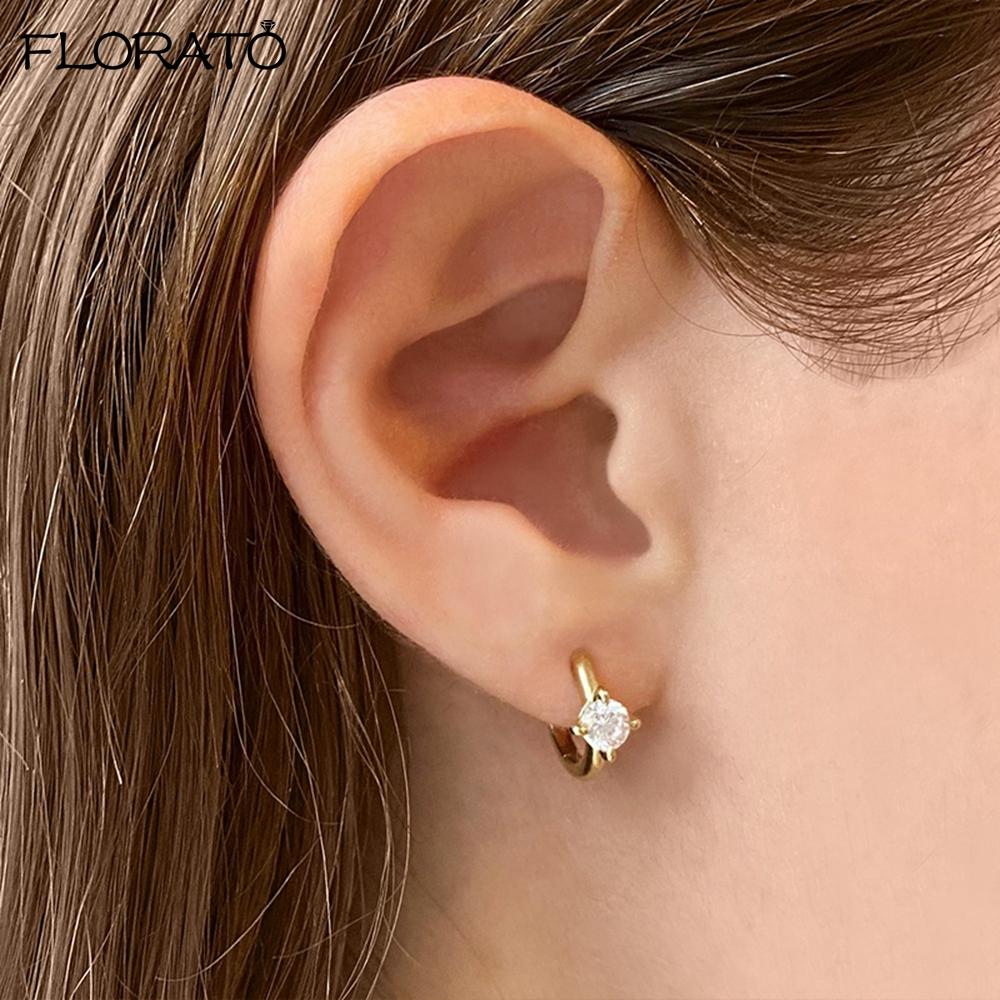 Ins Minimalism Round Zircon Earrings 925 Sterling Silver Needle Gold Color Small Hoop Earrings for Women Trend Piercing Jewelry