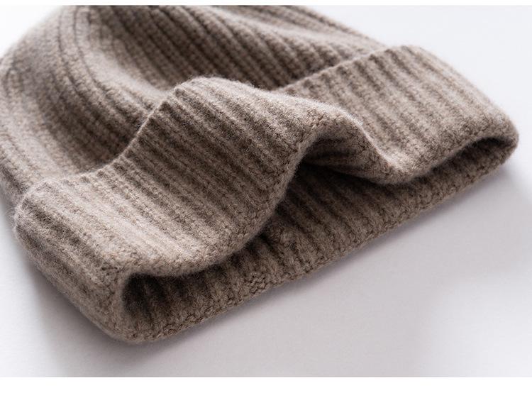 Thickened Wool Ribbed Cuff Cashmere Knit Hat - Warm and In Stock
