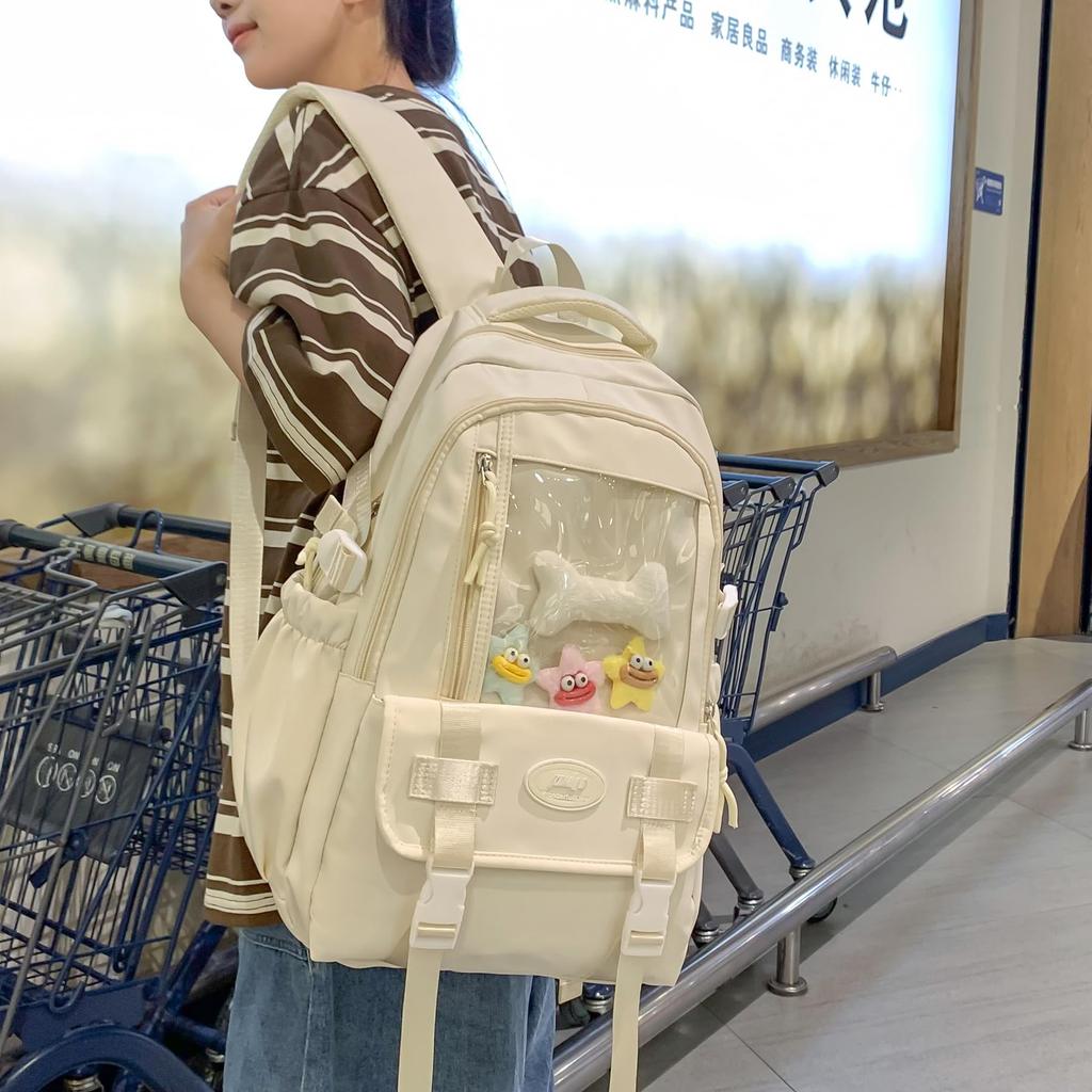 ZESU Large Capacity Korean PVC Perfect for and Elementary School Students Women's Backpack, Ita-Bag Backpack, Transparent, Commuting, School, (Black)