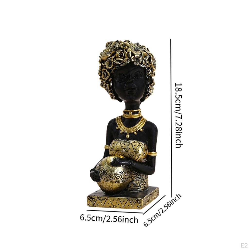 Afrikanische Dame Skulptur Tischfigur Leichtgewicht Kreativ Vintage-Stil Frauen Statue Zuhause