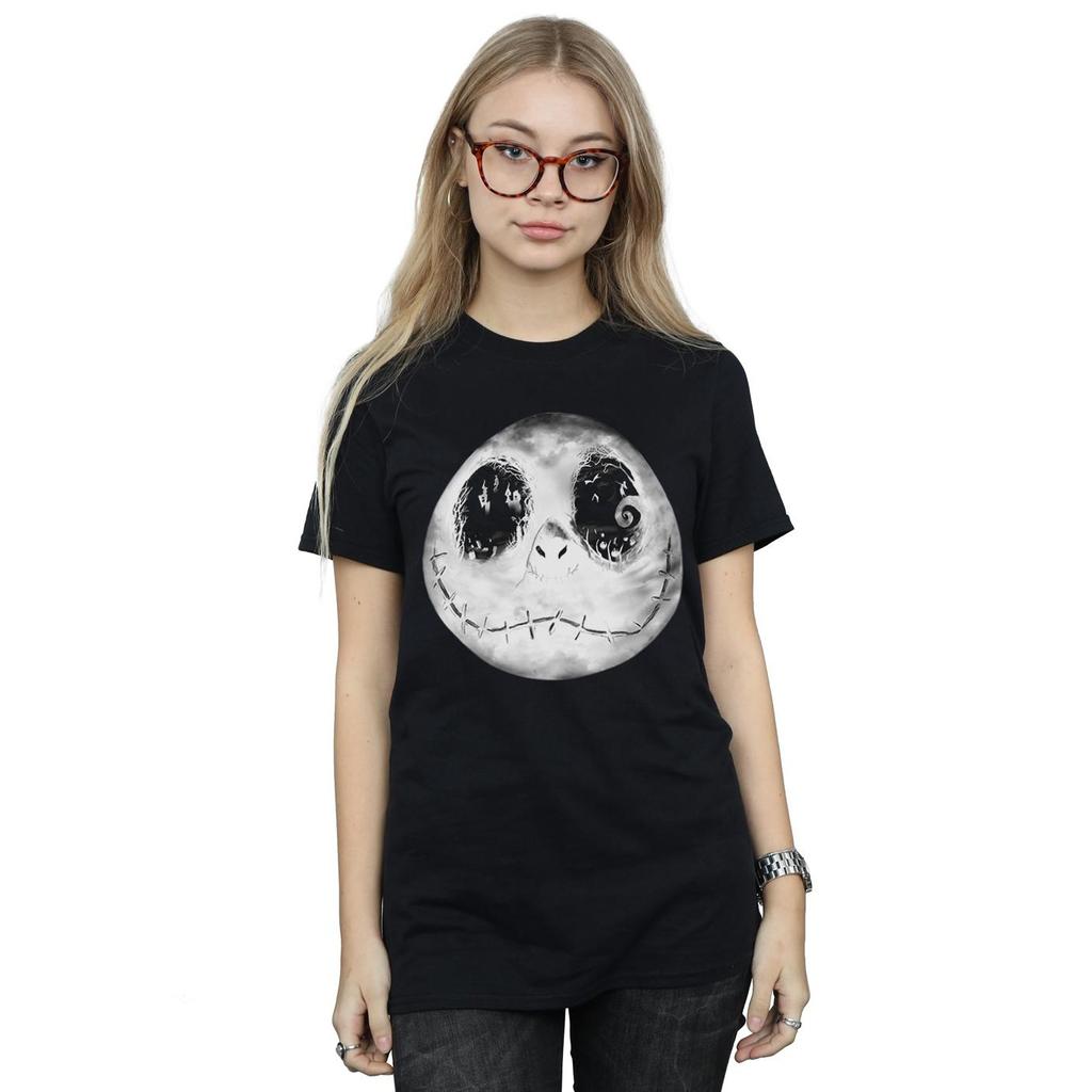 Disney Womens/Ladies Nightmare Before Christmas Jack Moon Face Cotton Boyfriend T-Shirt