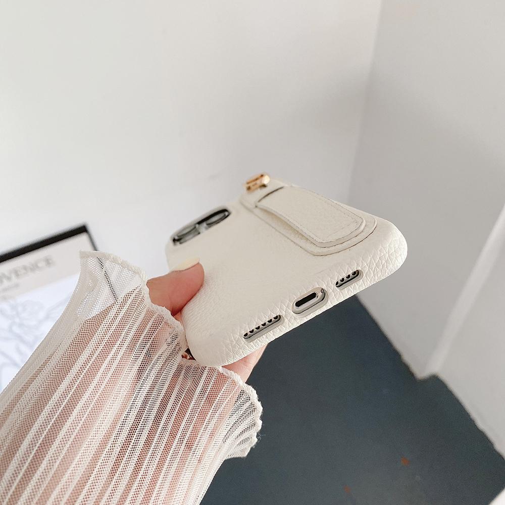 Etui na iPhone 14 Pro z opaską na nadgarstek i podstawką, PU skóra+PET, pokrowiec na telefon