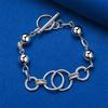 925 sterling silver 8-inch smooth bead bracelet, fashionable women's wedding party jewelry accessories