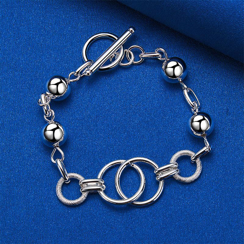 925 sterling silver 8-inch smooth bead bracelet, fashionable women's wedding party jewelry accessories
