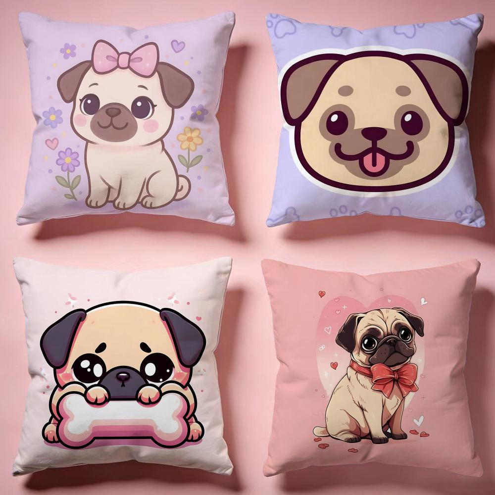 Lovely Cute Pug Dog Cushion Cover Comfortable Durable Pillow Cover MultiScene for Home Office Car Sofa