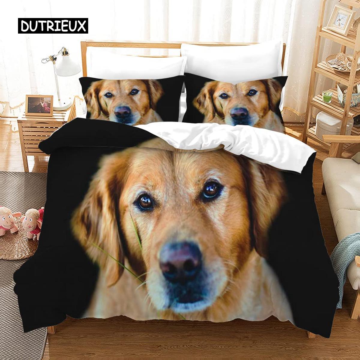 

Комплект підодіяльника Голден Ретривер для хлопчиків з принтом домашніх тварин, двоспальний, мікрофібра, постільна білизна з принтом тварин, ковдра з собаками EU single(135x200cm)