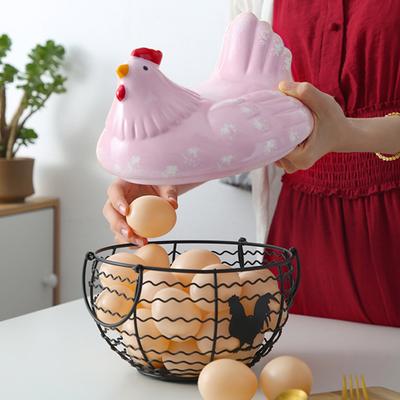 Egg Storage Basket with Handle Large Capacity Rustproof Corrosion Resistant Hollow-out Design Egg Collecting Basket