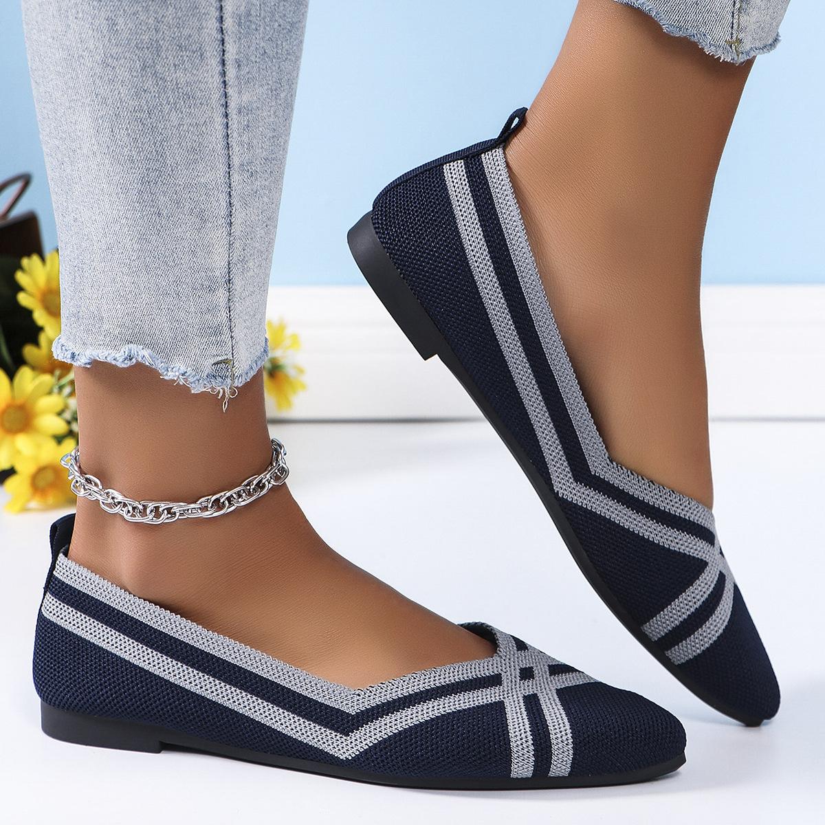 

2026 New Work and Work Women s Single Shoes Simple and Comfortable Fashion Pointed Breathable Women s Casual Flat Shoes 36 тёмно-синий