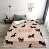 1pc Custom Name Blanket, Custom Name Dachshund Flannel Blanket Soft, Warm and Comfortable, Suitable for Sofa Beds