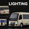 Scale 1:33 Coaster Business Bus Model Car Toy Music Light Pull Back Alloy Diecast MPV Vehicle Models Boys Ornament Collection