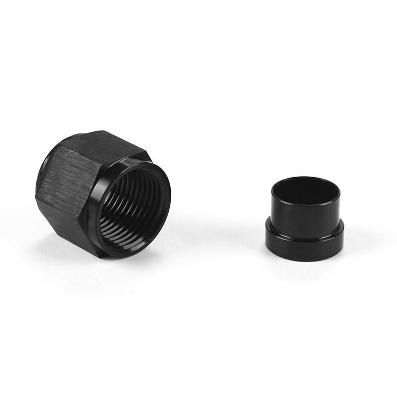For 4AN-1/4,AN6-3/8,AN10-5/8 Hard Line Aluminum Hardline Tube Nut and Sleeve Fitting Adapter Black