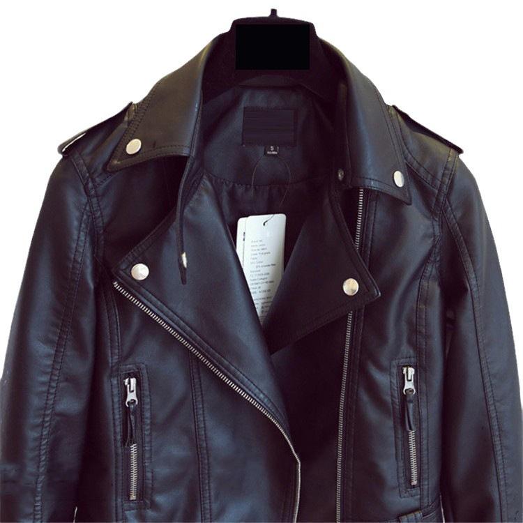 Chaqueta de Motociclista de Cuero PU Ajustada para Mujer Estilo Coreano 2025 - Corta, Versátil, Diseño de Solapa para Primavera/Otoño