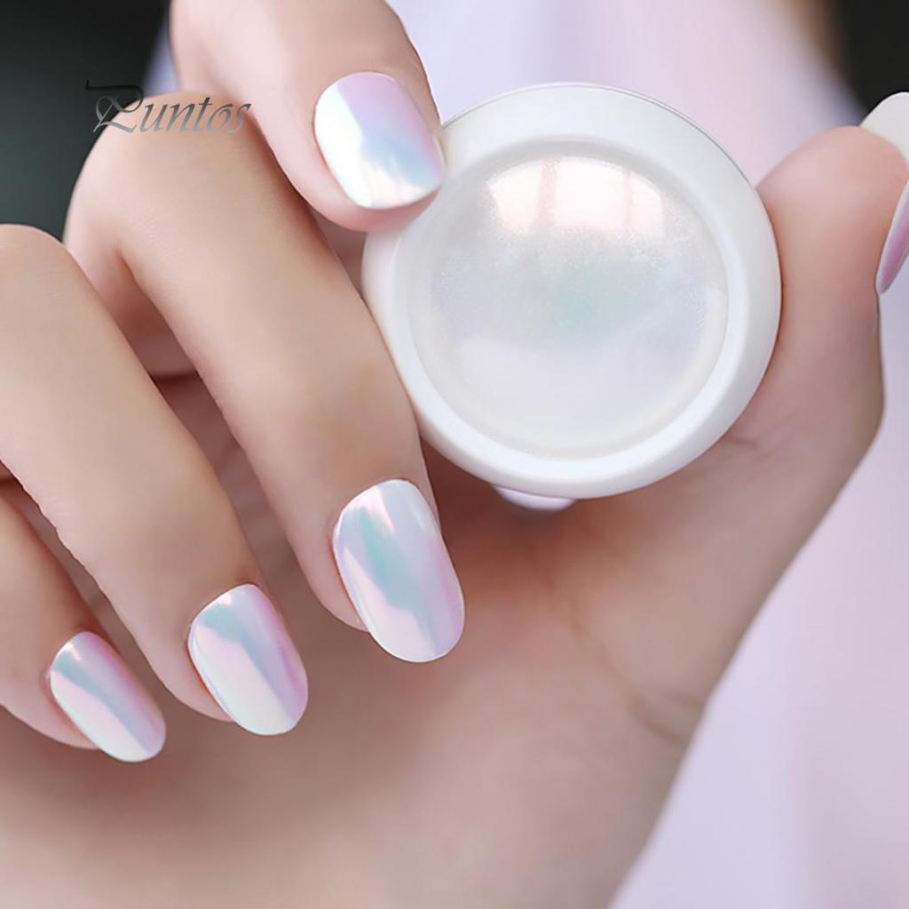 Health Caring 3g Glitter Holographic Rainbow Nail Art Powder Mirror Pigment with Mini Brush