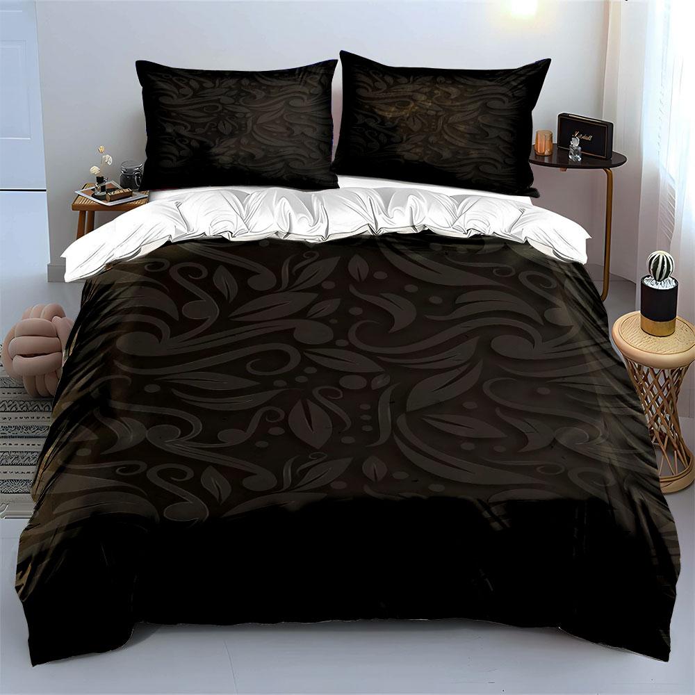 Abstract Black Swirling Leaves. Bedding Sets Duvet Cover Sets Duvet Covers Pillowcases(1 * Duvet Cover 2 * Pillowcases, Without Duvet Insert)