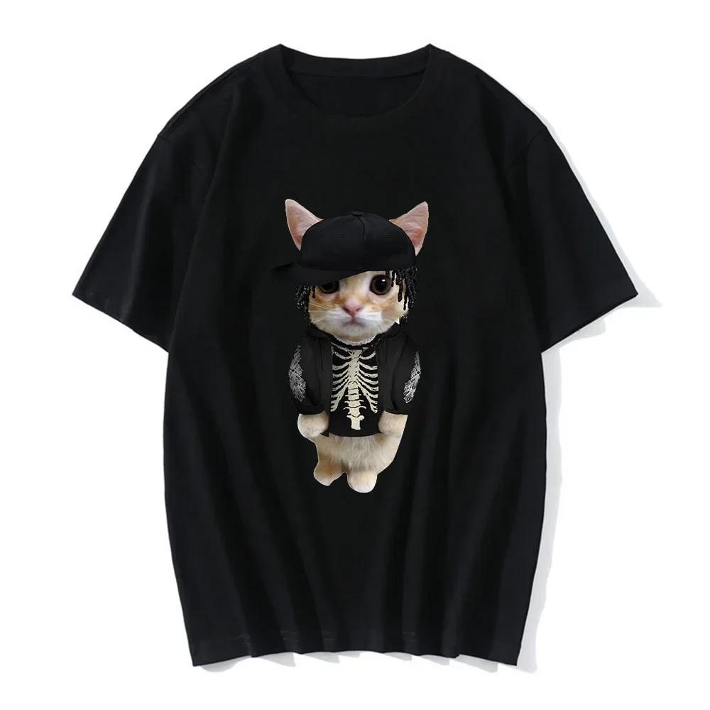 Funny Cat Print Women Casual T-Shirt Women Men Summer Harajuku T Shirts Girl Boy Casual Fashion Clothes