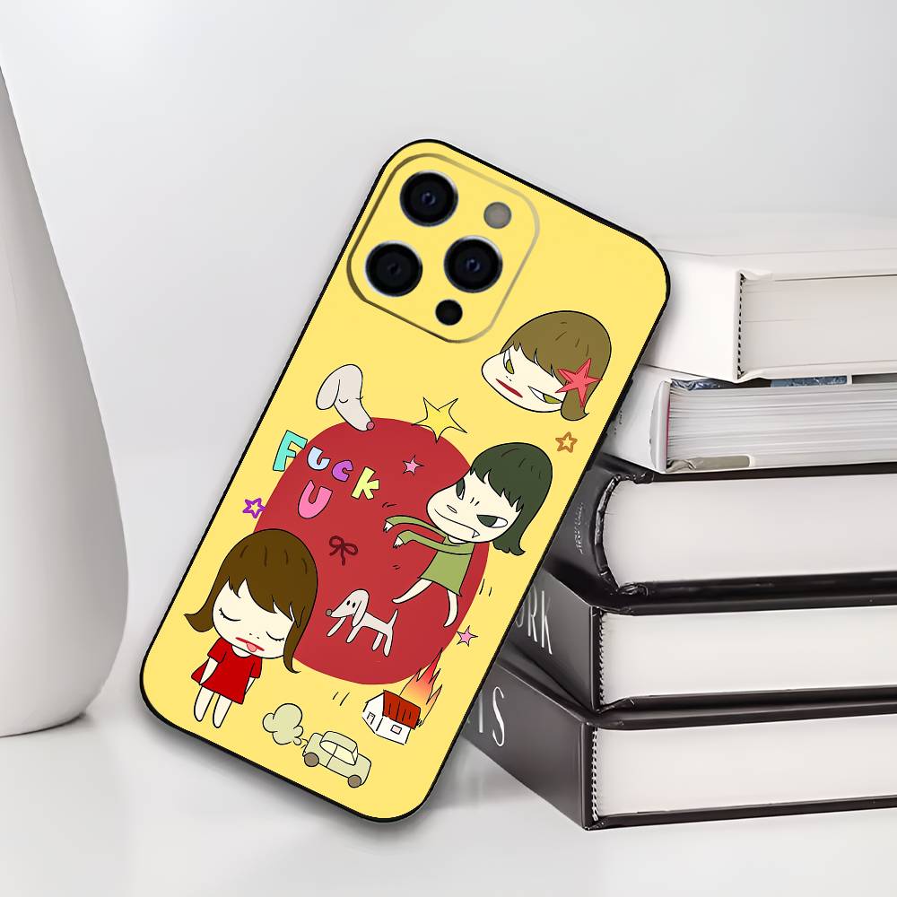 Japan Art Y-Yoshitomo N-Nara Phone Case For iPhone 17,16,15,14,13,12,11 Plus,Pro Max,XS,Soft Black Cover