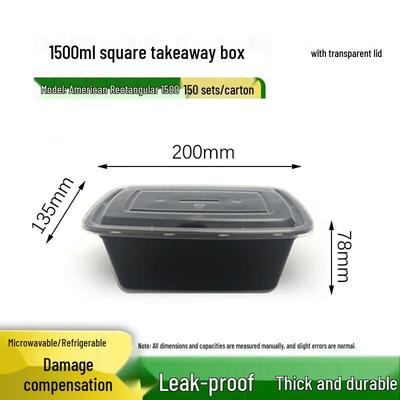 ZL Disposable 1500ml Rectangular Takeaway Food Container