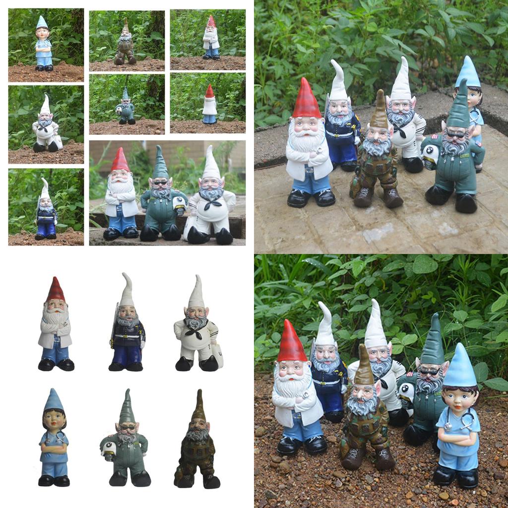 Creative Resin Gnome Elf Doctor Nurse Pilot Garden Ornament