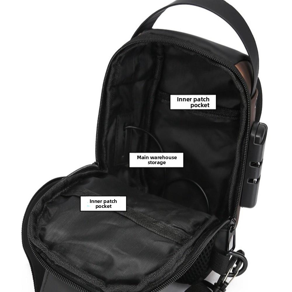Anti-theft Men's Chest Bag USB Charging Port Shoulder Crossbody Bag Password Sling Bag  Travel