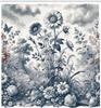 Floral Eucalyptus Shower Curtain, Wild Flowering Meadow In Vintage Engraving Style Botanic Art, Cloth Fabric Bathroom