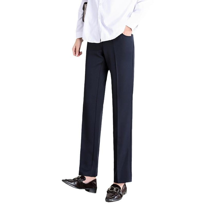 Year-Round Maternity Straight-Leg Suit Pants - Professional Plus Size with Velvet Option