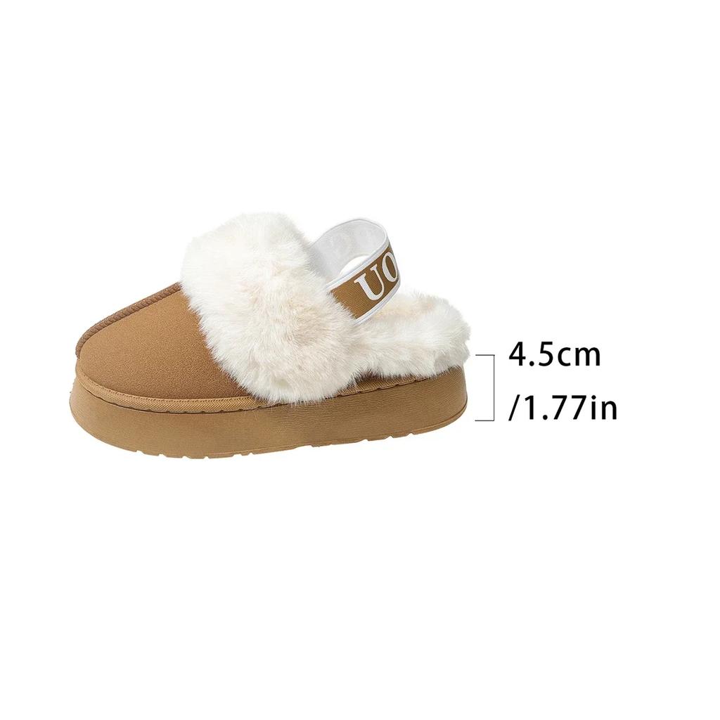 Classic Warm Plush Anti Slip Flat Bottom Shoe Womens Home Outdoor Cover Head Slippers Winter Matsuke Snow Boots