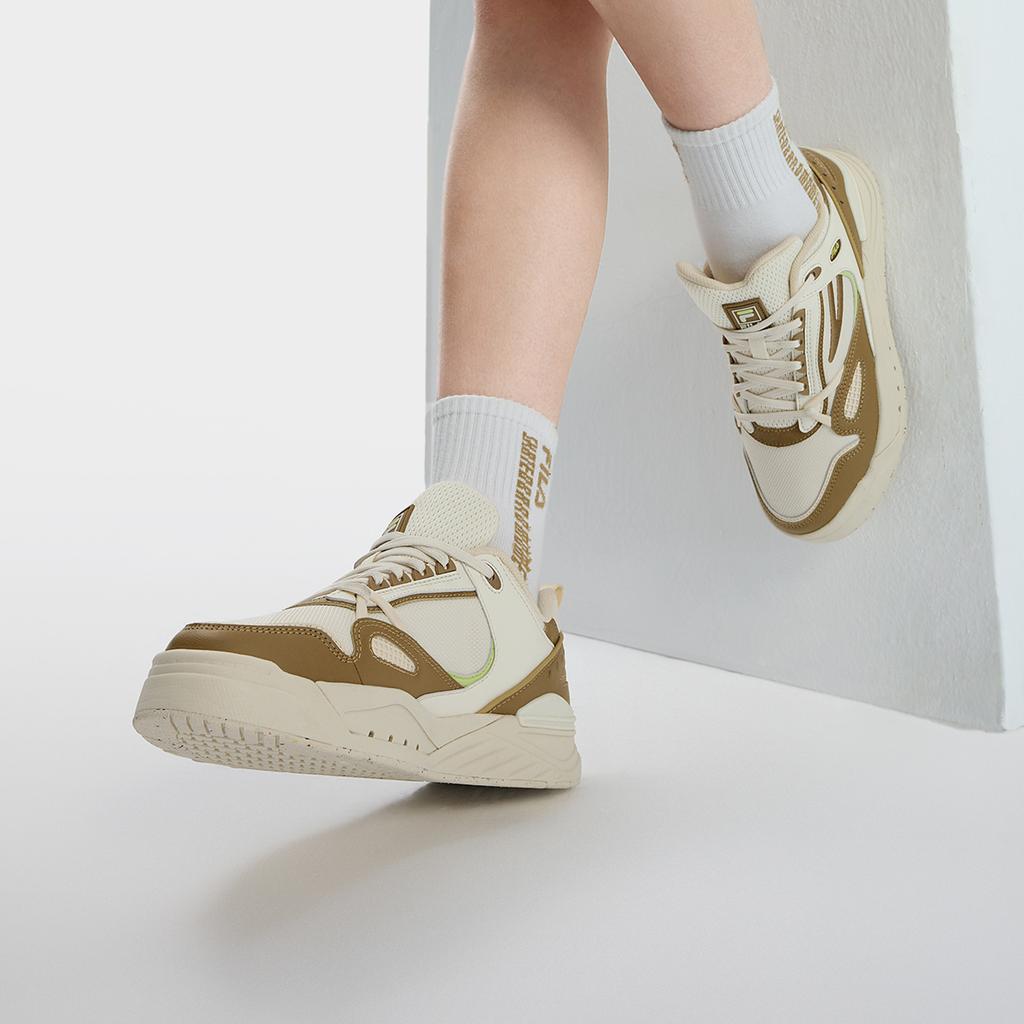 FILA Slam Fabric Synthetic Leather Low Top Sneakers Women Sneakers White Brown F12W321203FAC