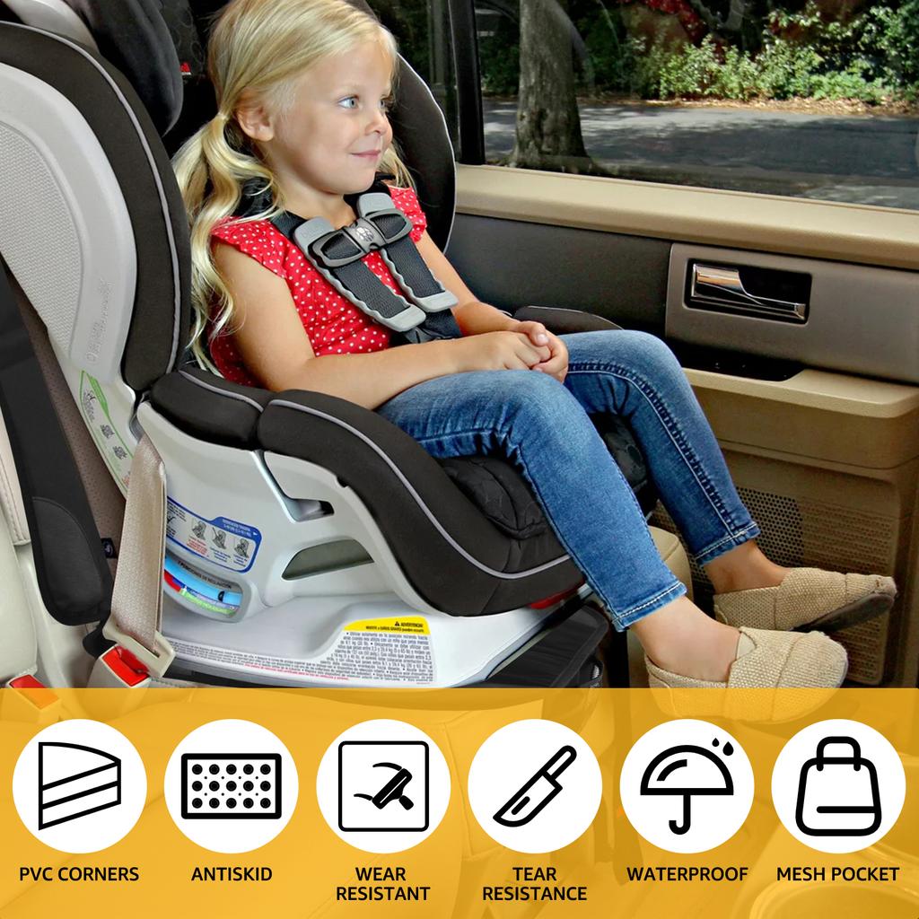 Car Seat Protector for Baby Waterproof Non-Slip Under Baby Car Seat Protector Mat with Mesh Storage Bag Child Car Seat Cushion