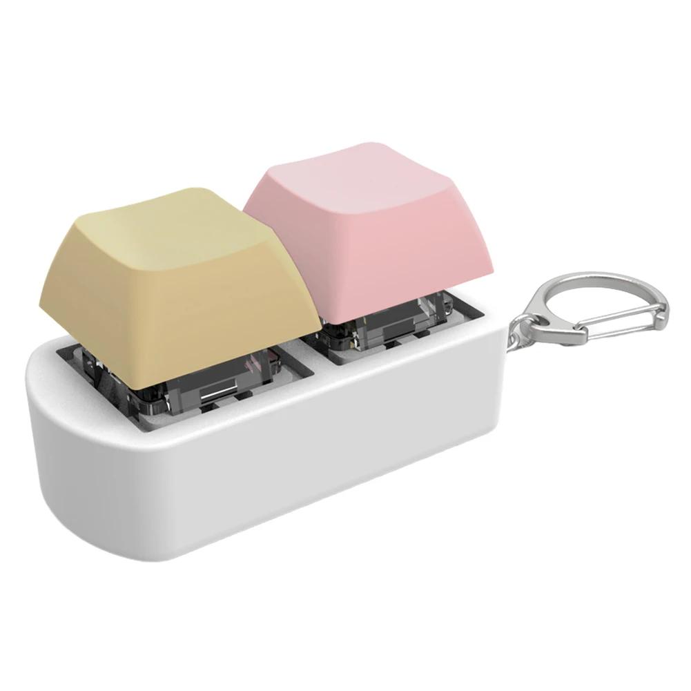 Keyboard Fidget Toy Fidget Clicker 2 Keys Stress Relief Button Key Switch Keychain Shaft Tester Relief Stress Gifts for Adults