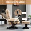 Faux Leather 135 Degrees Reclining Chair and Footstool - Beige