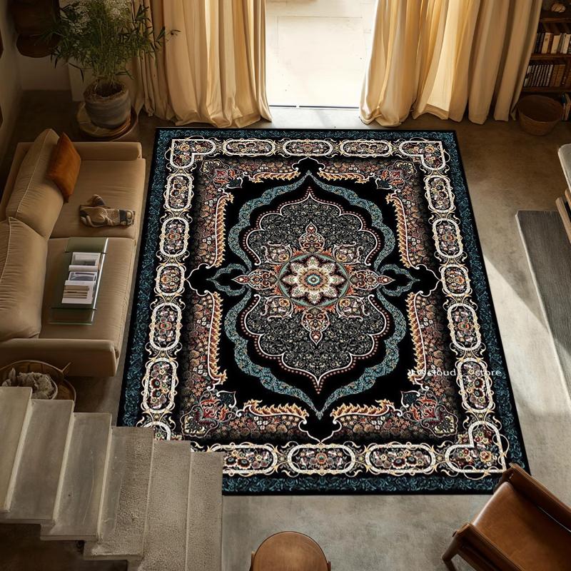 

Traditional Persian Style Living Room Rug Floral Geometric Print Luxurious Vintage Boho Home Decor Carpet Soft Non-Slip Mat 40X60cm
