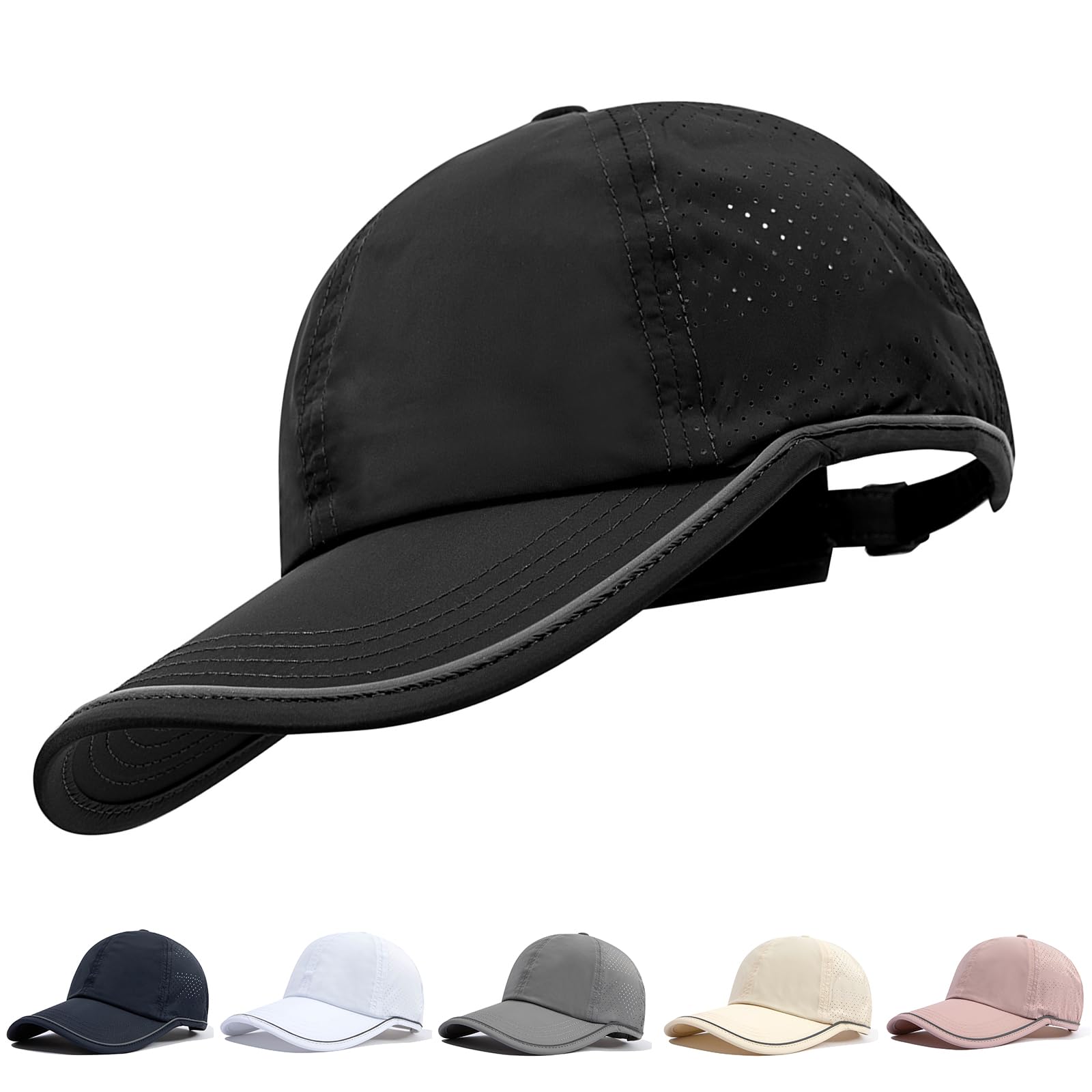 Кепка Clape Summer Golf, легкая, светоотражающая, с сеткой, для легкого дождя, унисекс, мужская, дышащая, для бега, защита, (черный)