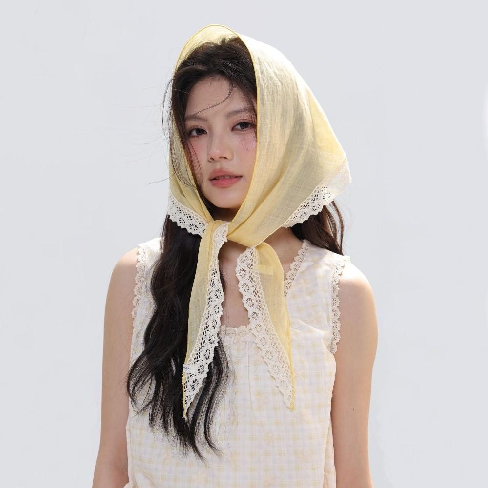 Solid Shawl Wrap Ramie Neckerchief New Headscarf Hair Accessories