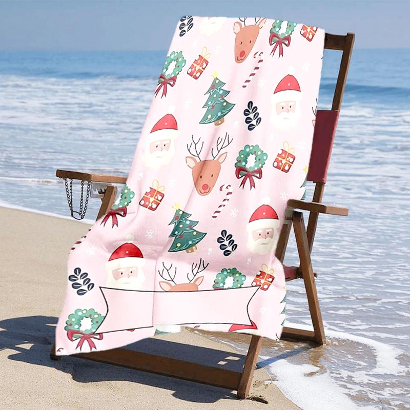 Ultra-Soft Beach Towel with Christmas Theme,Ideal for Pool - Camping, Diving - Perfect Travel Essential, Vibrant Beach Towel.